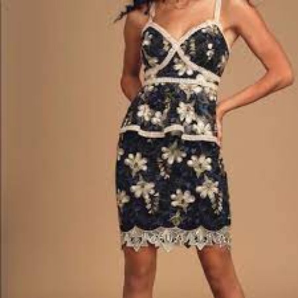 Lulus Dresses & Skirts - Lulu's Karina Embroidered Crocheted Floral Dress L